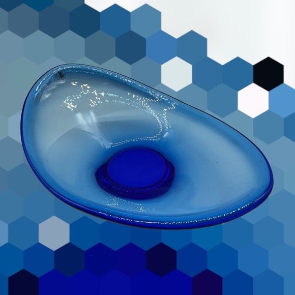 Vtg. Holmegaard MCM Chunky 1960's Oval Glass Bowl - Picture 3 of 16